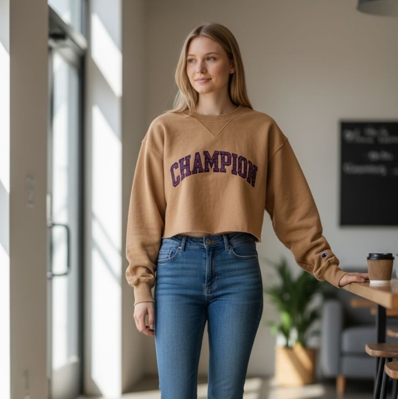Champion Tops - Champion Reverse Weave Cropped Sweatshirt - Medium